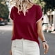 thumbnail image 5 of Top de cuello redondo de manga corta casual de color sólido de verano para mujer OAVQHLG3B Store  lin121212, 5 of 5