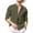Army Green, variant on Coshow Men's Button Down Shirt Casual Cuban Collar Shirts Long Sleeve Linen Business Summer Top