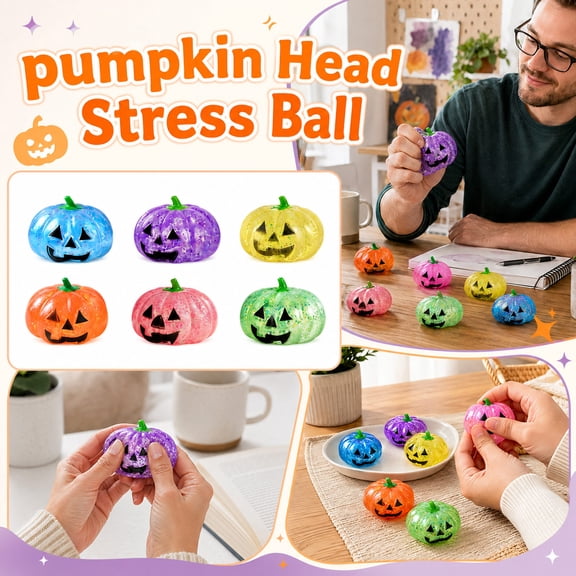 Shiny Glitter Jack-O-Lantern Squishy, Slow Rebound Pumpkin Fidget Toy for Stress Relief, Compact Halloween Desktop Ornament, Relaxing Squeeze Toy for Adults