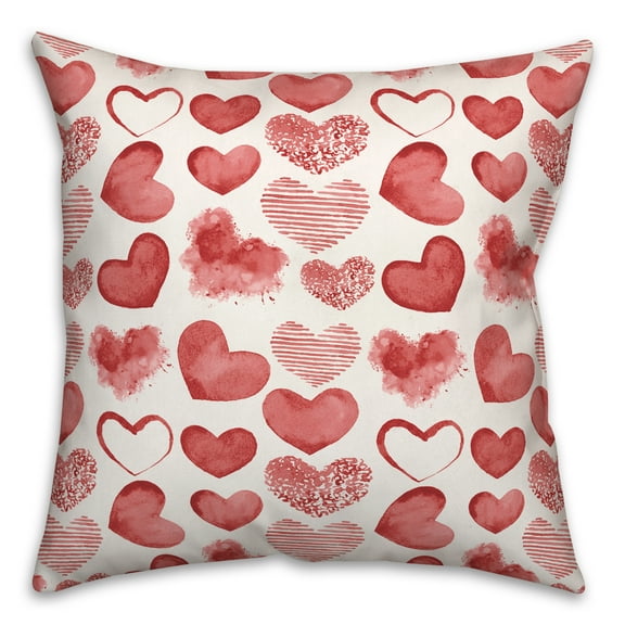 Creative Products Watercolor Heart Pattern 18 x 18 Spun Poly Pillow