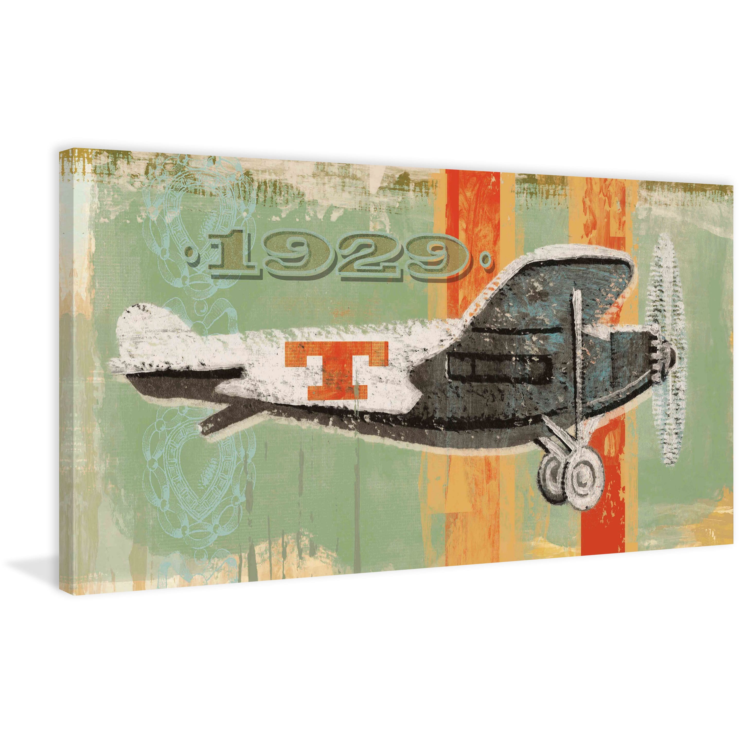 MARMONT HILL  - Vintage Plane 1929 Painting Print on Canvas - Multi-Color 36 x 18