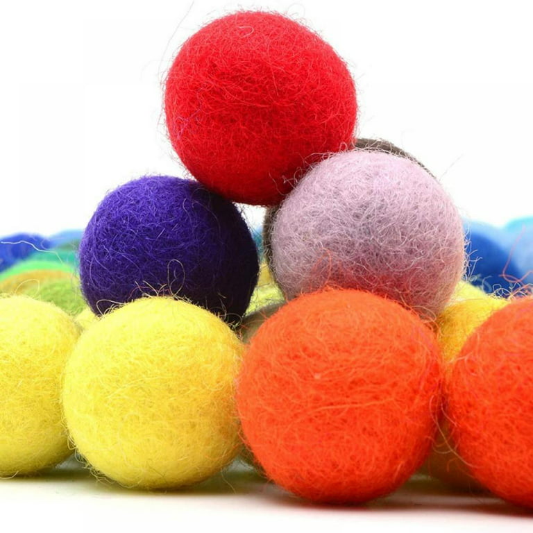Glaciart One Felt Wool Balls, Felt Pom Poms (40 Pieces) 1.5 Centimeters - 0.6 inch, Handmade Felted Yellow Colors - Bulk Small Puff for Felting and