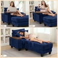 thumbnail image 5 of Muumblus Oversized Living Room Chair with Ottoman, Bluetooth Speaker, Rotating Table Board & USB, Cozy Indoor Lounge Reading Armchair, Blue Corduroy, 5 of 8