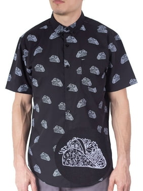 Visive Mens and Big Mens Taco Fiesta Printed Short Sleeve Casaul Button Shirt, up to size 4XL