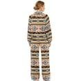 thumbnail image 2 of SCRAWLGOD American Tribal Print Beige Women's 2-Piece Lounge Set Travel Outfits Long Sleeve Turtleneck Pullover Top & Wide-Leg Pants Tracksuits for running, yoga, S, 2 of 7