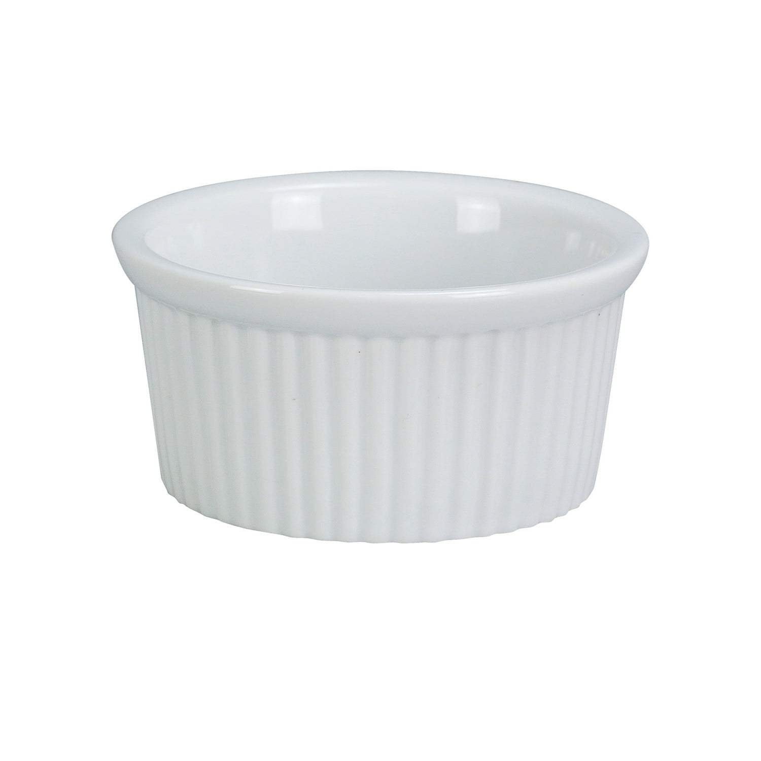 Round Fluted Ramekin, 4 Oz., 3 1/4"Dia. X 1 1/2"H, Porcelain, White