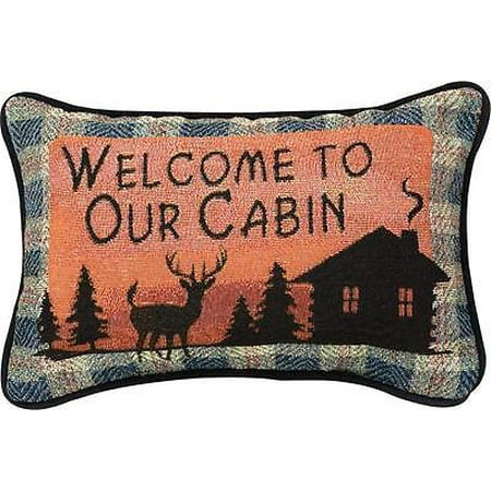 Bears Mvp Pillow - Manual Bear Lodge Throw Pillow, 12.5 X 8.5-Inch, Welcome to Our Cabin