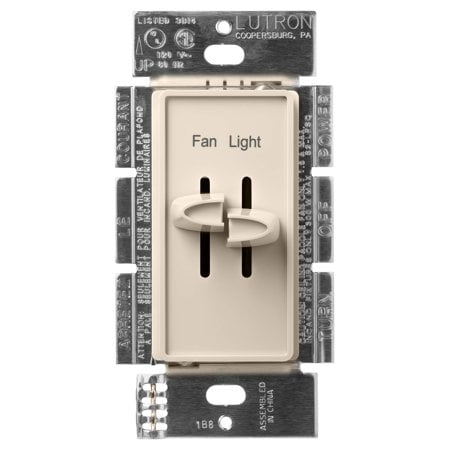 Lutron Skylark 3-Speed Combination Fan and Light Control, 1.5 Amp, Single-Pole, S2-LFSQ-LA, Light Almond