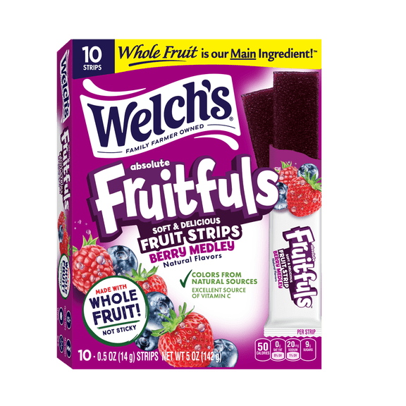 Welch's Fruitfuls Berry Medley Soft Fruit Strips, .5 oz (10 pack)
