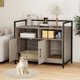 thumbnail image 2 of JJUN Cat Litter Box Enclosure - Cat Washroom Hidden Furniture with Front Entry, Scratcher, 2-Door Storage Cabinet, 2 Compartments, Air Vents, Metal Frame, Wooden Pet Crate House (Oak Gray), 2 of 19