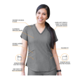 thumbnail image 3 of Adar Pro Heather Modern Athletic Scrub Set For Women - Modern V-Neck Scrub Top & Yoga Jogger Scrub Pants, 3 of 7