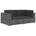 thumbnail image 5 of vidaXL 2 Piece Patio Sofa Set with Cushions Poly Rattan Gray, 5 of 5
