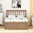 thumbnail image 2 of Miniyam Wood Twin Size Bed with Trundle & Headboard for Kids and Teens, Walnut, 2 of 7
