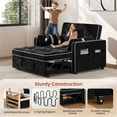 thumbnail image 5 of Renwick Convertible Sleeper Sofa Bed 3-in-1  Pull Out Couch Velvet Loveseat Couch with Adjustable Backrest, USB Ports, Side Pockets and Pillows for Living Room Bedroom, Black, 5 of 10
