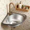 thumbnail image 3 of Single Triangle Wash Basin Corner Sink, Mini Bar Sink in Stainless Steel with Faucet, 3 of 5