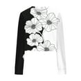 thumbnail image 5 of YUGYXL Women's Cropped Pullover Trendy Flower Print Fall Sweatshirts Y8K Long Sleeve Sweatshirt Blouses Black L, 5 of 5