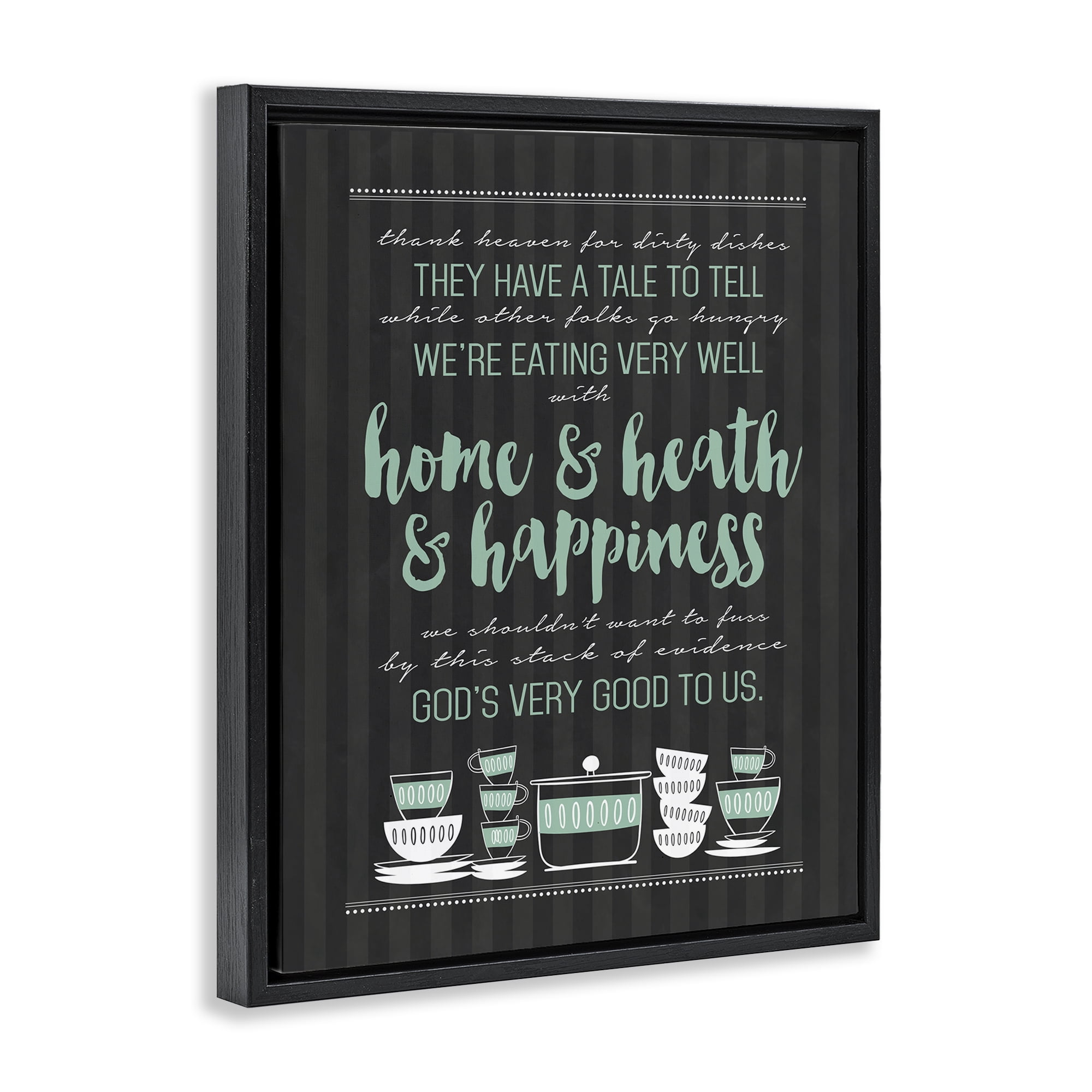 God's Good To Us Kitchen Black Framed Floater Canvas Wall Art, design by Lettered and Lined