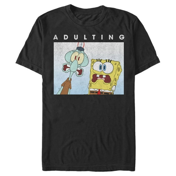Men's SpongeBob SquarePants Squidward Adulting is Scary  Graphic Tee Black 3X Large