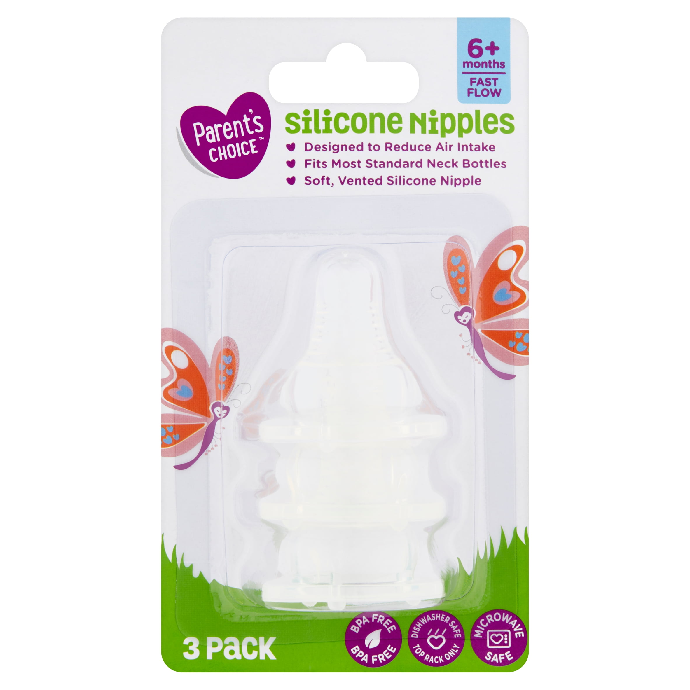 Parent's Choice Fast Flow Silicone Nipples, 3 count