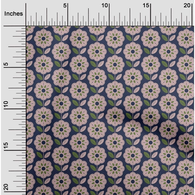oneOone Viscose Chiffon Navy Blue Fabric Florals Craft Projects Decor Fabric Printed By The Yard 42 Inch Wide-R4
