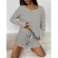 thumbnail image 2 of Ekouaer 3 Piece Waffle Knit Lounge Set for Women, Long Sleeve and Cami Top with Shorts Pajama Sets for All Seasons, 2 of 6