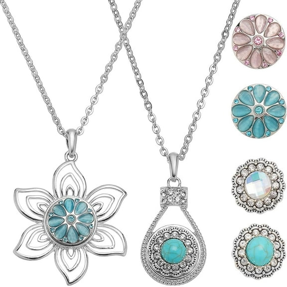 Snap Beads Necklace Making Kits Interchangeable Pendant Necklace Set Alloy Hang Snap Base Pendants for Necklaces Bracelets DIY Accessories