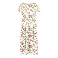 thumbnail image 4 of gljltg Women's Casual Flower Print Flowy Tiered Maxi Dress with Side Pockets, Polyester Spandex Lightweight Breathable Summer Winter, Beach Travel Work Party Outfit, Easy Care Washable, 4 of 6