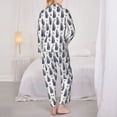thumbnail image 6 of Goofa Blue Leaves Printed Women’s 2 Piece Pajama Set Super,Pajamas Women's Long Sleeve Sleepwear Soft Button Down Loungewear Pjs Lounge Set Nightwear-Medium, 6 of 9