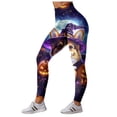thumbnail image 6 of COMVALUE Women's Halloween Pumpkin Skulls Printed Ankle Elastic Tights Legging Halloween Red Size L, 6 of 7