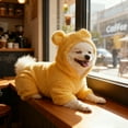 thumbnail image 2 of Warm Dog Sweater - Coat Plush Onesie Jumpsuit Pajamas Soft Puppy Cat - 4 Legged Clothes Pets Apparel for Small Medium Male Female Dogs,Yellow, 2 of 5