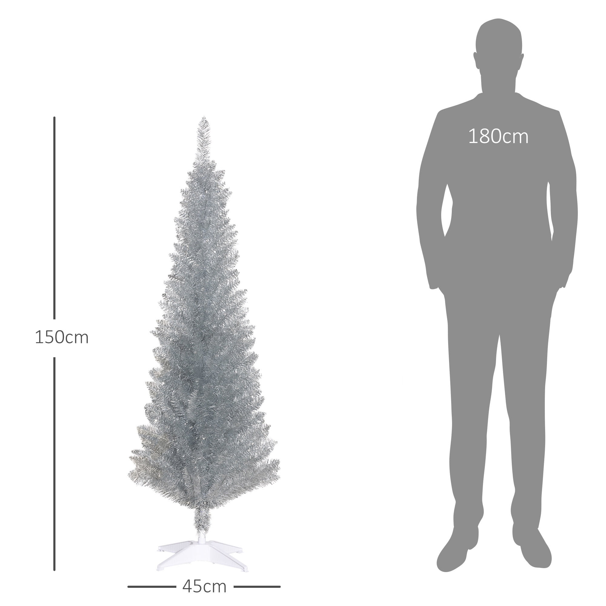 5ft Unlit Pencil Christmas Tree 294 Tips Flame Retardant Easy Assembly Small Space Holiday Decor