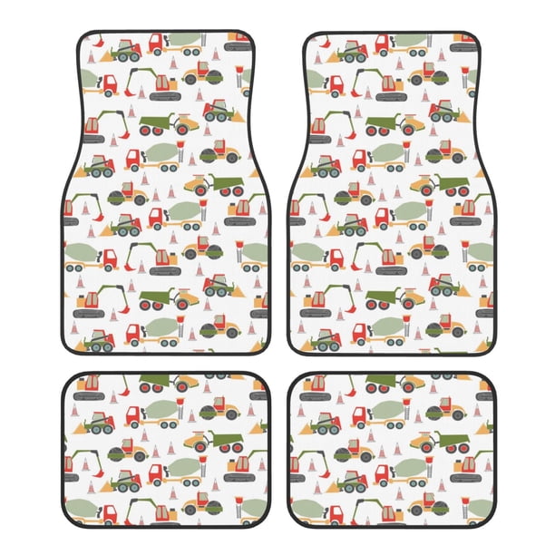 Fotbe Excavator Juego de 4 Tapetes para Auto con Estampado – Alfombrillas de Goma Reforzada, Diseño Antideslizante, Protección para Todo el Año – Vehículos, Autos, Camionetas y SUVs