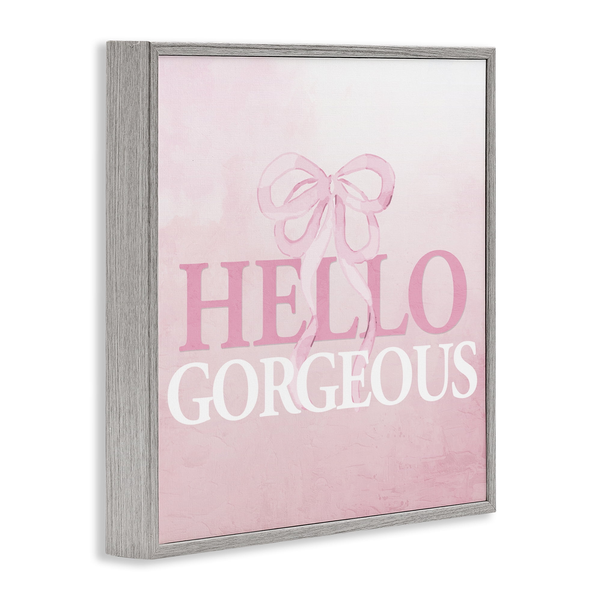 Feminine Hello Gorgeous Gray Framed Giclee Art, design by Kim Allen