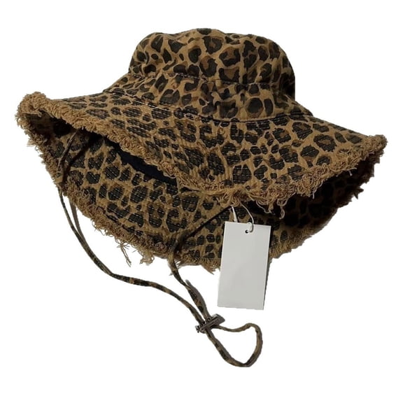 Yokua Unisex Animal Print Fisherman Hat Summer Outdoor Sun Protection Leopards Hat