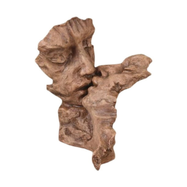 Estatuilla de resina de pareja besándose, decoración de escritorio de 6,7x6,3x11,4 pulgadas, arte abstracto romántico para estantería, decoración de