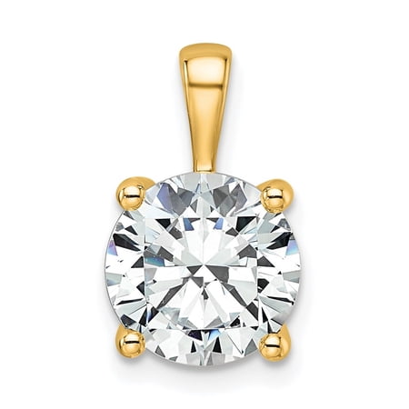Diamond2Deal 14K Yellow Gold 3 carat Lab Grown Diamond VS/SI+ G+ Round Complete Four Prong Pendant