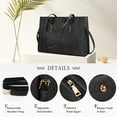 thumbnail image 3 of Laptop Bag for Women Waterproof Lightweight 15.6 Inch Leather Laptop Tote Bag Large Women Briefcase Professional Business Office Computer Work Bags Shoulder Handbag Black, 3 of 7