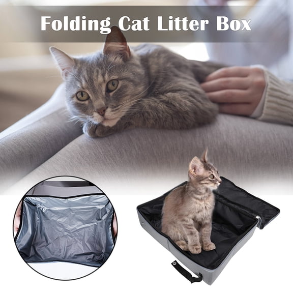 Homesteed Portable Cat Litter Box Travel Litter Box for Cats Foldable Covered Litter Box with Lid Enclosed Portable Cat Toilet for Travel