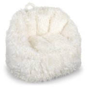 Big Joe Milano Bean Bag Chair, Ivory Shag, Soft Faux Fur, 2.5 feet