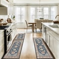 thumbnail image 3 of MeyJey Vintage Kitchen Rug Set, 3 Piece Non-Slip Kitchen Mat Machine Washable Runner Rug for Home Floor and Living Room, Navy/Tan, 3 of 14