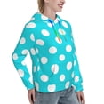 thumbnail image 6 of Honeii Aqua And White Polka Dot Pattern Womens Oversized Hoodies Long Sleeve Sweatshirts Pullover Fall Outfits with Pocket-Medium, 6 of 7