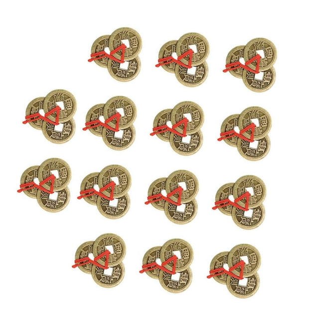 Argent 20 Ensembles Argent de Fortune Chinois Feng Shui Chance Argent avec Corde Rouge pour Réussite de Richesse 5 Styles
