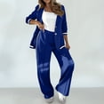 thumbnail image 2 of HAPIMO Women's Sets Oversized Blazer Jacket with Wide Leg Pants Long Sleeve Notch Lapel Button Down Suit Jacket Spring Fall Casual 2 Piece Outfits Blue XXL, 2 of 8