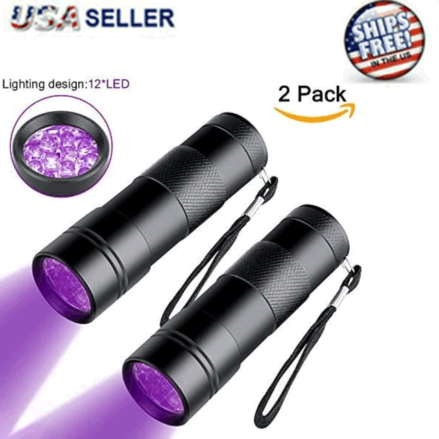2x 51 LED UV Flashlight Torch Light Lamp Ultraviolet Blacklight Aluminum 395 nM