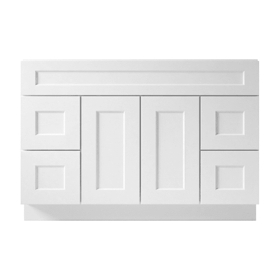 Sterfic RTA 4-Drawer Freestanding Vanity Sink Base, Shaker, White, 48-Inch