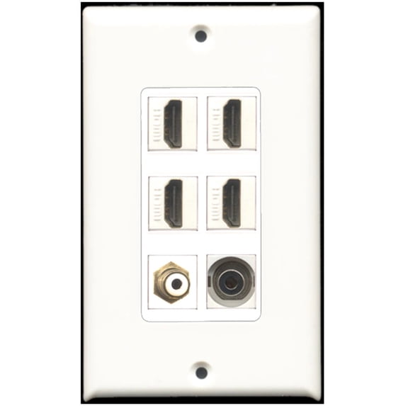 Ultra Spec Cables 4 Port HDMI 1 RCA 1 3.5mm Wall Plate DecorZ