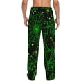 thumbnail image 3 of Uemuo Green Bright Web with Spiders Pattern Men's Wide Leg Palazzo Lounge Pants with Pockets Light Weight Loose Comfy Casual Pajama Pants-, 3 of 9