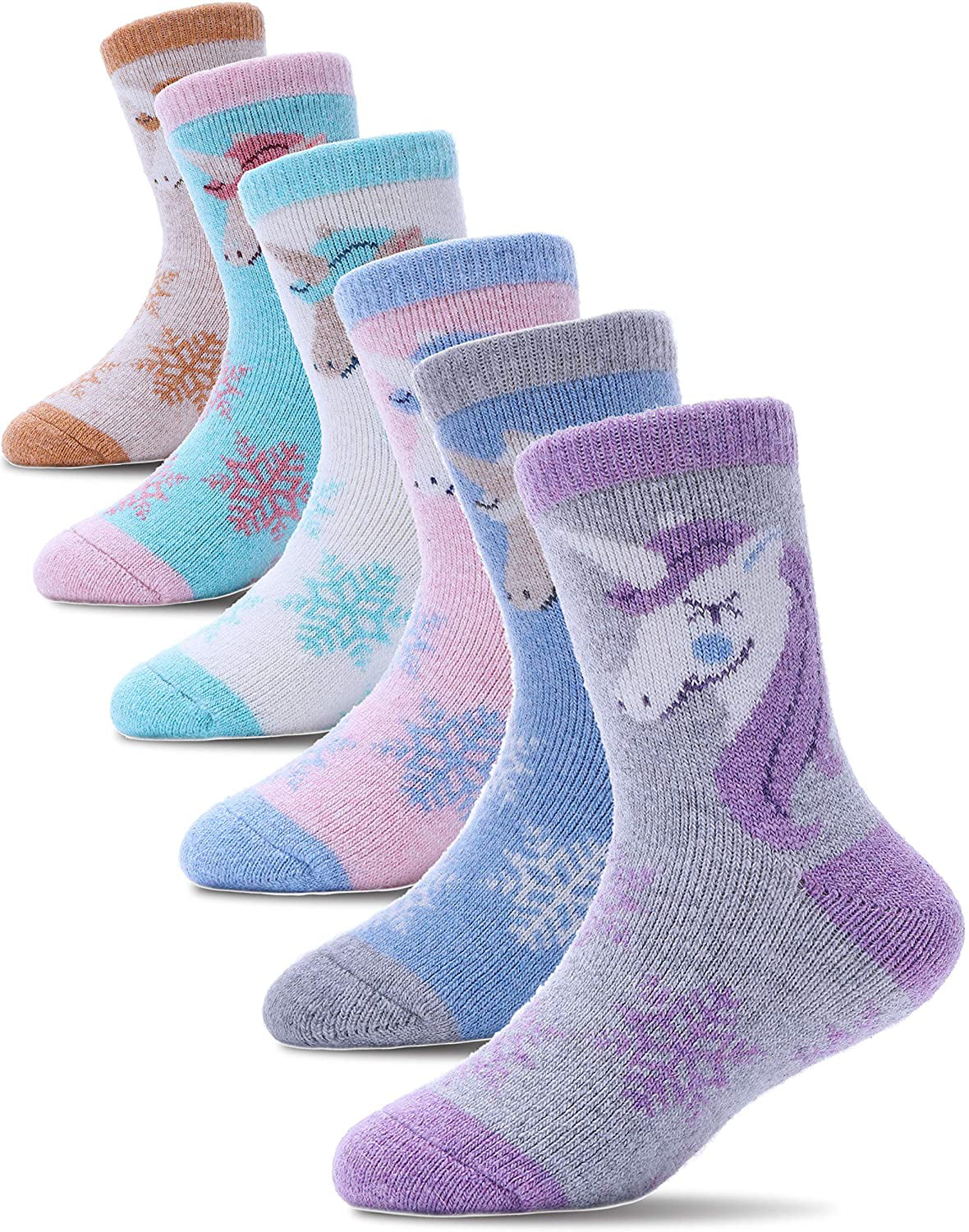 Boys Wool Socks Kids Winter Warm Thermal Crew Socks 6 Pack 