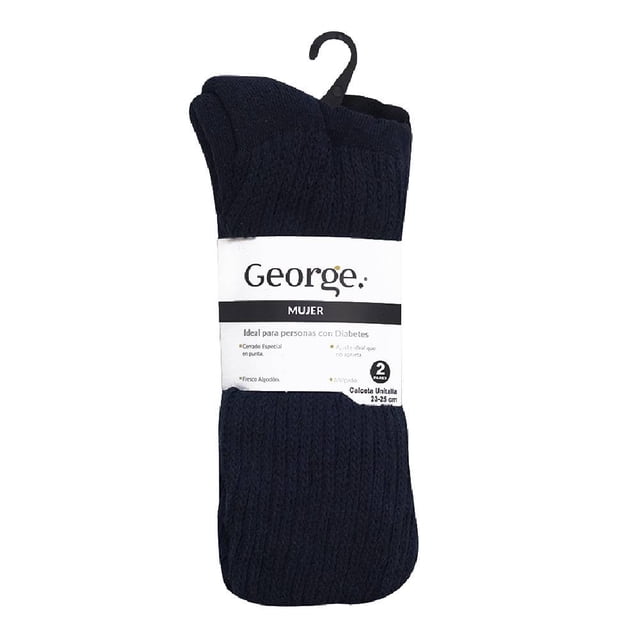 Calcetas George para Mujer, Diabético y 2 Pares Azul Unitalla