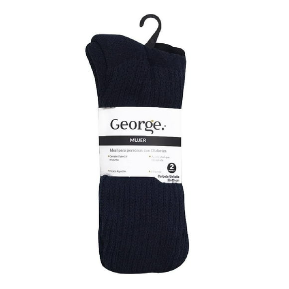 Calcetas George para Mujer, Diabético y 2 Pares Azul Unitalla